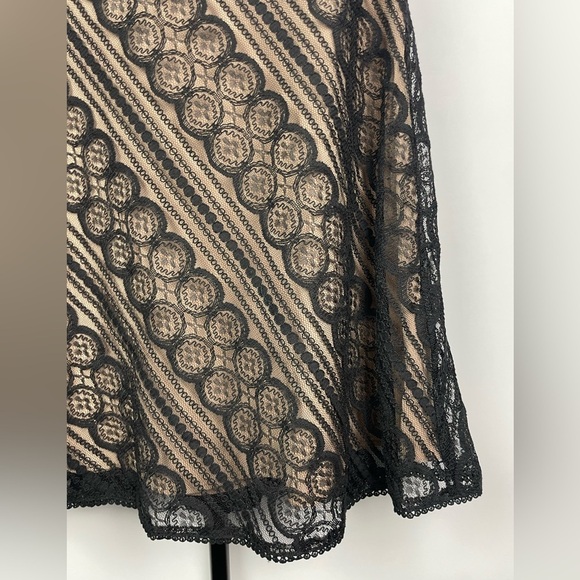 Ann Taylor Loft Black Nude Lace Overlay Strapless A-Line Retro Dress - Picture 5 of 8